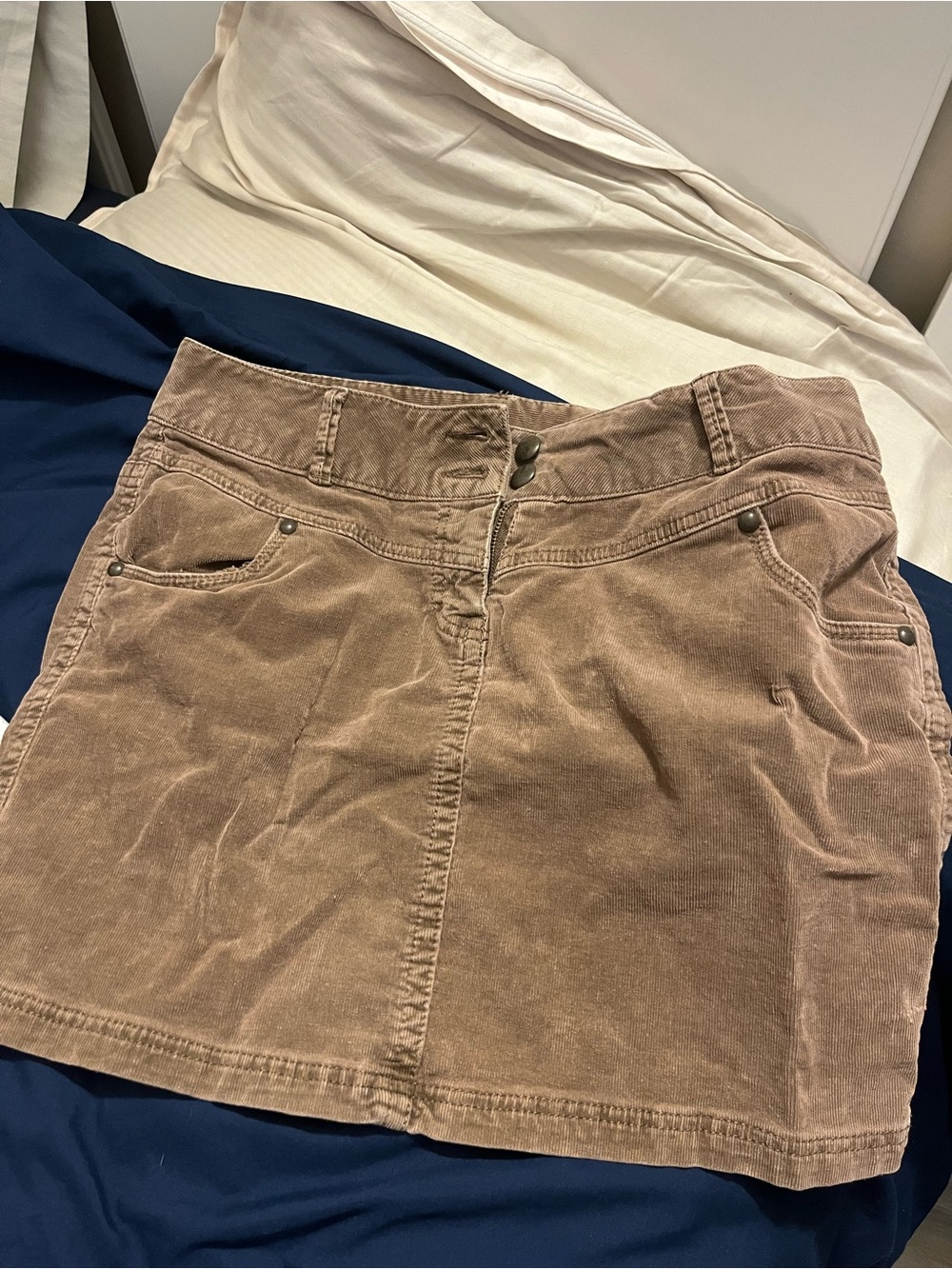 Corduroy Mini Skirt in Light Brown